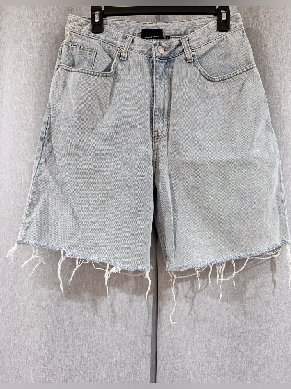 WKNDRS Light Blue Raw-Hem Denim Shorts